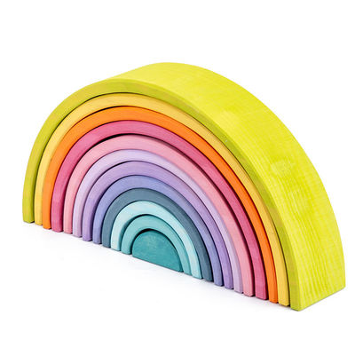 Overspannen 12pcs-Pastelkleur die Reeks 38.5cm stapelen van het Regenboog Houten Blok