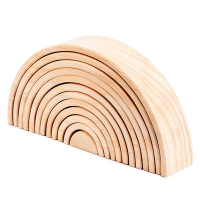 Overspannen 12pcs-Pastelkleur die Reeks 38.5cm stapelen van het Regenboog Houten Blok