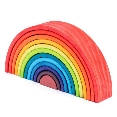 Overspannen 12pcs-Pastelkleur die Reeks 38.5cm stapelen van het Regenboog Houten Blok