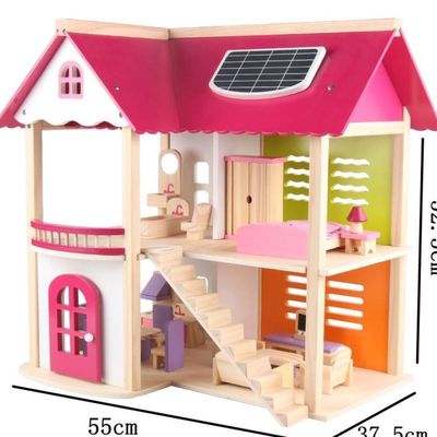 Natuurlijk 37.5cm Diy Houten Poppenhuismeubilair Houten Toy House Furniture