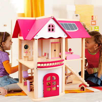 Natuurlijk 37.5cm Diy Houten Poppenhuismeubilair Houten Toy House Furniture