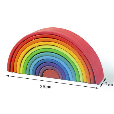De onderwijs 35cm 7cm Houten Regenboog die van het Blokkenspeelgoed Blokken stapelen