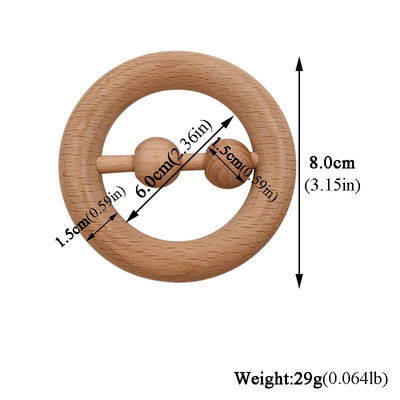 De medische 5.5cm Houten Geplaatste Artsen van Silicone Houten Teether