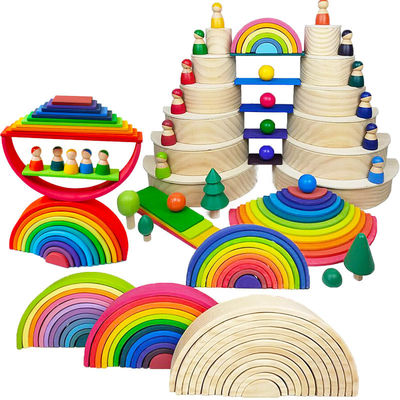 De Stapelaar van Forest Stacker Tower Rainbow Toy van de Montessorigolf