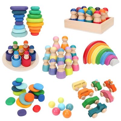 De Stapelaar van Forest Stacker Tower Rainbow Toy van de Montessorigolf