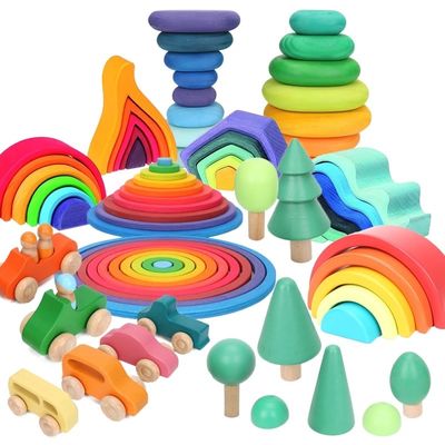 De Stapelaar van Forest Stacker Tower Rainbow Toy van de Montessorigolf