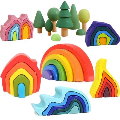 De Stapelaar van Forest Stacker Tower Rainbow Toy van de Montessorigolf