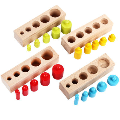 3cm de Sensorische Kleuterschool van de Cilinderblokken van Montessori van de Cilindercontactdoos Knobbed