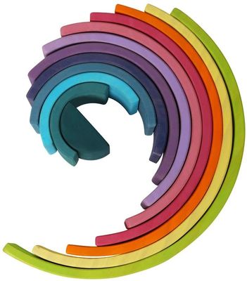 3D 2.75in het Stapelen Stapelaar van de Regenboog Houten Regenboog 12 Stuk