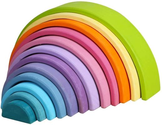 3D 2.75in het Stapelen Stapelaar van de Regenboog Houten Regenboog 12 Stuk