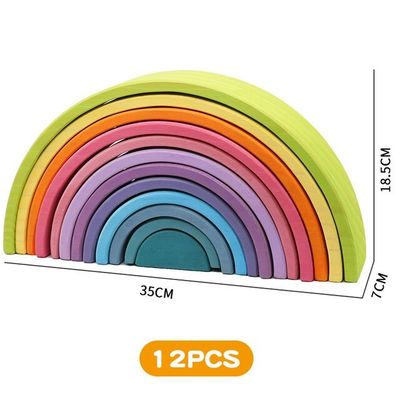 3D 2.75in het Stapelen Stapelaar van de Regenboog Houten Regenboog 12 Stuk