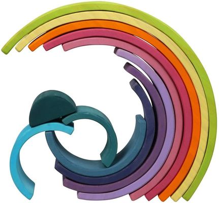 3D 2.75in het Stapelen Stapelaar van de Regenboog Houten Regenboog 12 Stuk