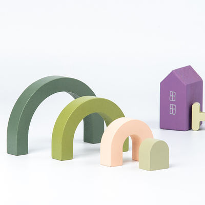 3D Jenga die Houten Regenboogstapelaar Houten het Stapelen Regenboogpastelkleur bouwt