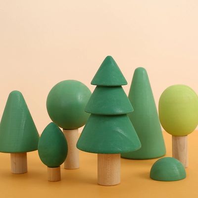 Regenboog 7cm Giftige Houten Blokken van Forest Trees Wooden Tree Blocks de niet