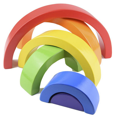 Zeven Kleur 13.5cm Houten Regenboogstapelaar Toy Jengle Arched