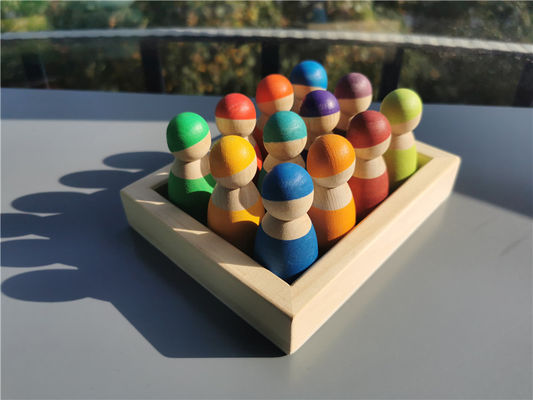 Van de de Regenboogstapelaar van soortpegdoll het Houten Spel van de het Geheugenstok Houten