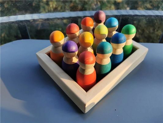 Van de de Regenboogstapelaar van soortpegdoll het Houten Spel van de het Geheugenstok Houten