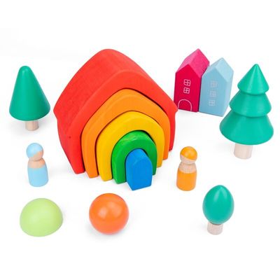 Van de Rots Vastgestelde In evenwicht brengende Blokken van Coral Earth Wooden Blocks Toys het Houten Natuurlijke Houten Stuk speelgoed