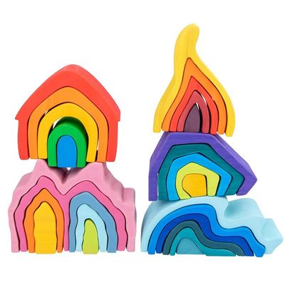 Van de Rots Vastgestelde In evenwicht brengende Blokken van Coral Earth Wooden Blocks Toys het Houten Natuurlijke Houten Stuk speelgoed