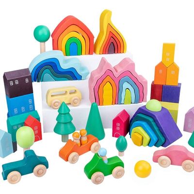 Van de Rots Vastgestelde In evenwicht brengende Blokken van Coral Earth Wooden Blocks Toys het Houten Natuurlijke Houten Stuk speelgoed