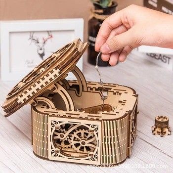 Gift 23.5cm de Mechanische Houten Doos van het Speelgoed Kleine Houten Juwelen van het Blokraadsel