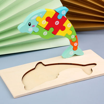 Montessori die Houten Kubus 0.9cm spellen van het Blokraadsel Onderwijs