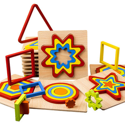 DIY 1cm de Geometrische Houten Baby van de het Speelgoedfiguurzaag van het Blokraadsel