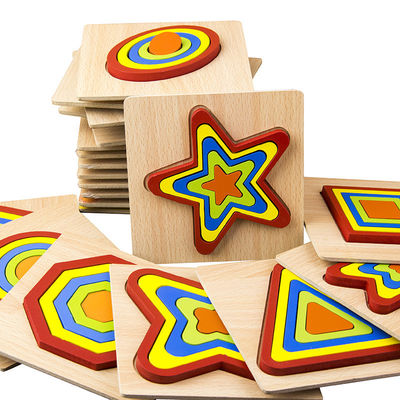 DIY 1cm de Geometrische Houten Baby van de het Speelgoedfiguurzaag van het Blokraadsel