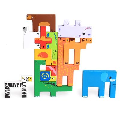 De bos 1.7cm Houten van de het Speelgoed Dierlijke Stad van het Blokraadsel Houten Blokken