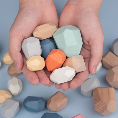 Het Aantal Houten die Blokken van het stenensaldo voor Peuters 36pcs worden geplaatst