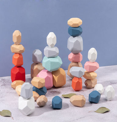 Het Aantal Houten die Blokken van het stenensaldo voor Peuters 36pcs worden geplaatst