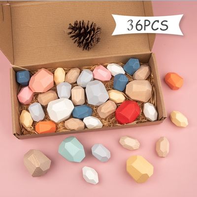 Het Aantal Houten die Blokken van het stenensaldo voor Peuters 36pcs worden geplaatst