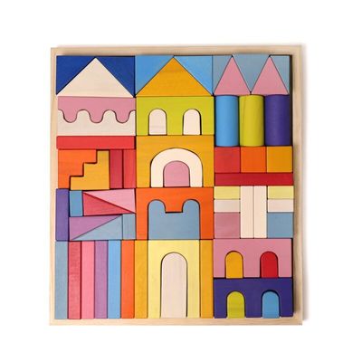 Bouwstenen van de het Speelgoedregenboog van kasteel de Cognitieve 4.5cm Houten Blokken