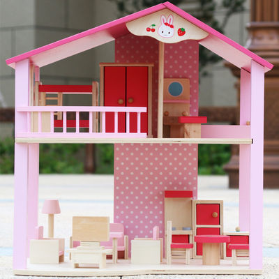 Natuurlijk Met de hand gemaakt Houten Doll Huisspeelgoed DIY Gekleurde ISO9001