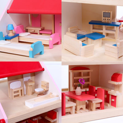 Natuurlijk Met de hand gemaakt Houten Doll Huisspeelgoed DIY Gekleurde ISO9001