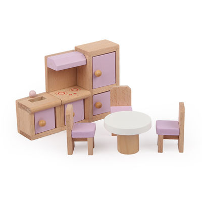 Klassiek 10.5cm Natuurlijk Mini Wooden Doll House Toys-Meubilair