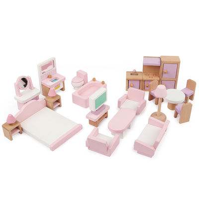 Klassiek 10.5cm Natuurlijk Mini Wooden Doll House Toys-Meubilair