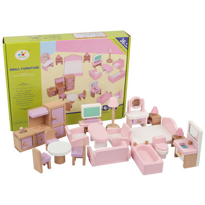 Klassiek 10.5cm Natuurlijk Mini Wooden Doll House Toys-Meubilair