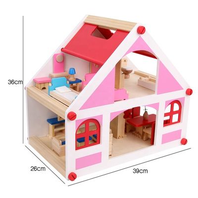 37.5cm Casa de Uitstekende Houten Miniatuur van  DIY van het Poppenhuismeubilair