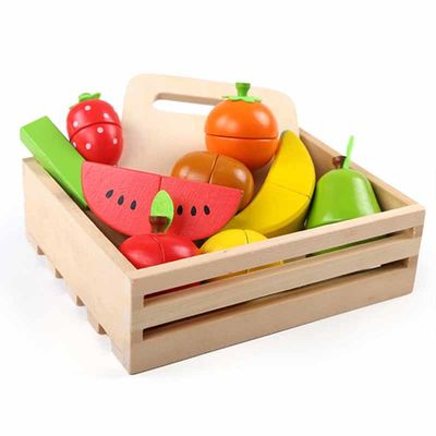 Gekleurd 19cm Houten Fruitknipsel Vastgesteld Toy Kid Education