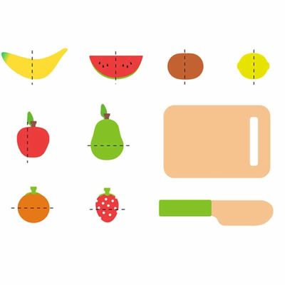 Gekleurd 19cm Houten Fruitknipsel Vastgesteld Toy Kid Education