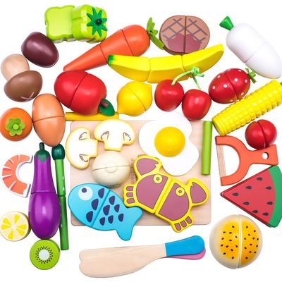 Gekleurd 19cm Houten Fruitknipsel Vastgesteld Toy Kid Education