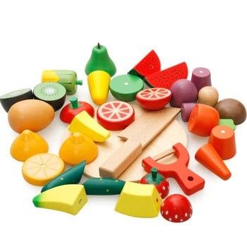 Gekleurd ISO9001-Houten het Spelfruit van het Simulatie Houten Plantaardig Speelgoed