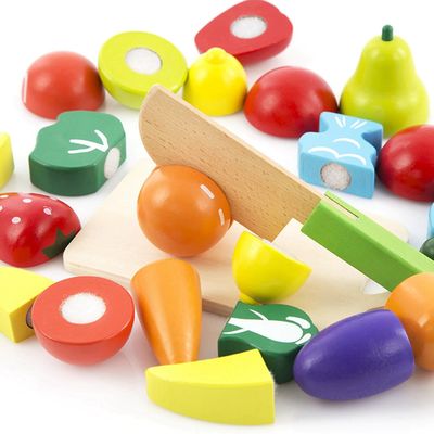Gekleurd ISO9001-Houten het Spelfruit van het Simulatie Houten Plantaardig Speelgoed