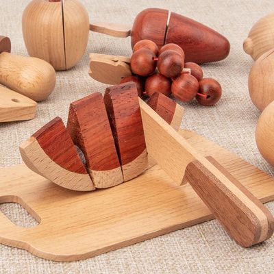 Natuurlijke 5.5cm Houten Vruchten en Groenten het Voedselreeks van het Rolspel