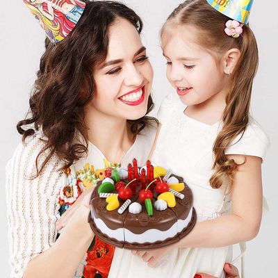Van het het Fruitknipsel van DIY 5.9inch Houten Vastgestelde de Verjaardagscake Toy Plastic