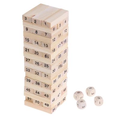 De Houten Bouwstenen Toy Tower Stacking Game van de cijfersdomino