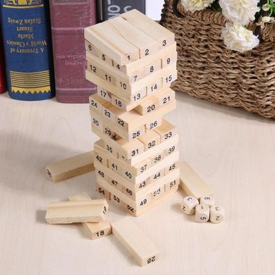 De Houten Bouwstenen Toy Tower Stacking Game van de cijfersdomino