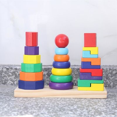 Stapelaar 21cm Geometrische Houten Bouwstenen Toy Sorting Board