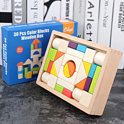 Grote 15cm Kasteel Houten Bouwstenen Toy Stacking 30 Stukken